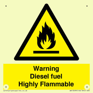 Warning diesel fuel Highly Flammable